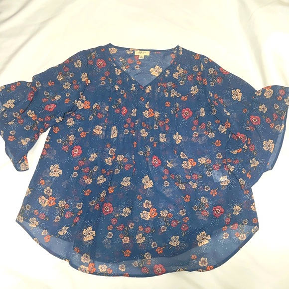 Style & Co Petite Striped Semi Sheer Top